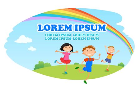 children play clouds design over sky background vector illustrationのイラスト素材