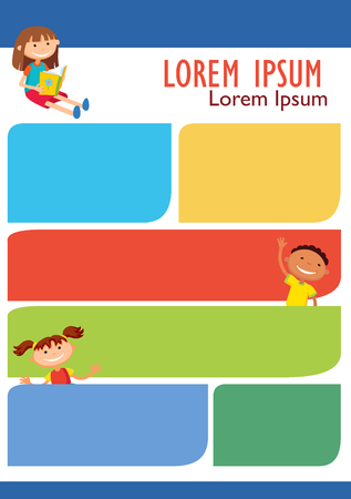 Vector brochure backgrounds with cartoon children. Infographic template design. Courtesy lesson for children rights to the banner advertisement for children illustrationのイラスト素材