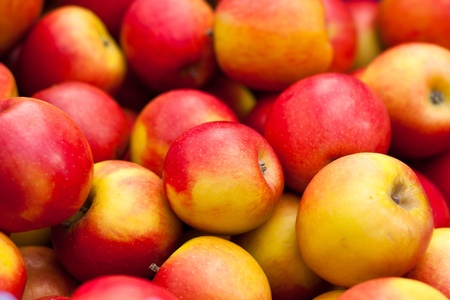 Apples on a market. Selective focus.の写真素材