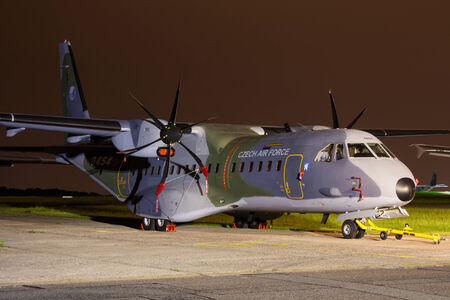 PRAGUE, CZECH REPUBLIC - JUNE 11: Czech Air Force's military transport aircraft Casa 295M stands at...