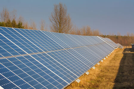 Panels on field for solar energy in Czech republic