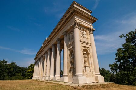Collonade called Reistna in nice blue sky, Valtice, Czech Republicの写真素材
