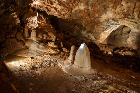 KONEPRUSY - SEPTEMBER 11, 2016: Stone decoration in Koneprusy caves in region known as Bohemian Karst, Czech Republic.のeditorial素材