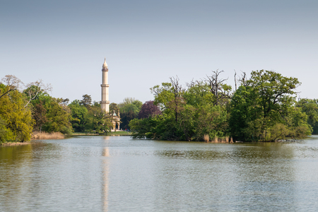 LEDNICE,CZECH REPUBLIC - APRIL 22, 2018: Minaret observation tower. Former Liechtenstein summer residence, Lednice-Valtice Area.のeditorial素材