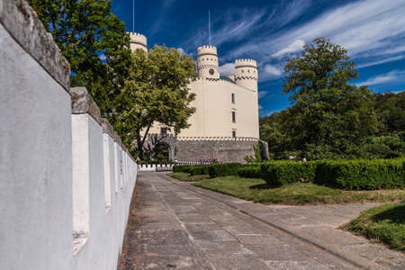 ORLIK NAD VLTAVOU, CZECH REPUBLIC - JULY 04, 2020: Monumental medieval gothic Orlik castle on Vltava river, South Bohemia, Czech republicのeditorial素材