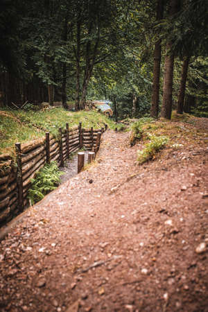 Copy of trench with small bunker to protect soldiers during warの写真素材
