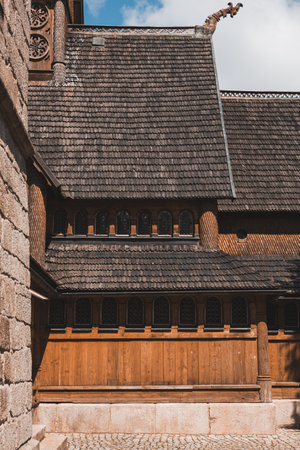 Wang Church is a historic church located in the town of Karpacz, Poland. It is one of the most popular tourist attractions in the area and is known for its unique Scandinavian architecture.の写真素材