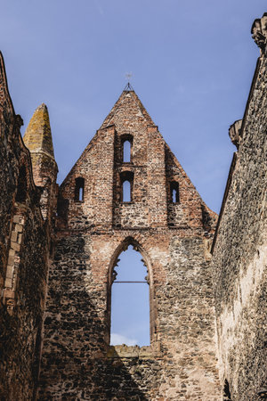 Dramatic ruins of the Gothic Rosa Coeli monastery in DolnÃ­ Kounice, Czech Republic. Captures decay and history.の写真素材