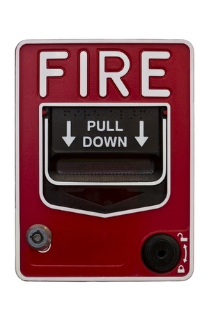 red wall style fire alarmの写真素材