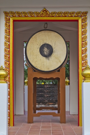 gong drum in a templeの写真素材