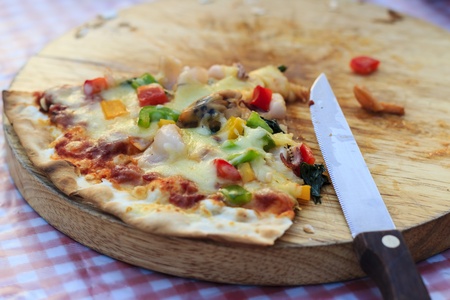 Seafood Pizza on the table.の写真素材