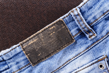 Empty leather label view of jeans for your good band name