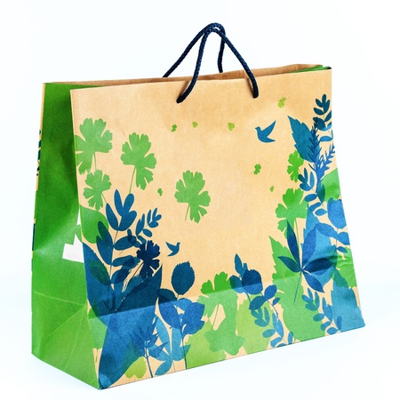 Concept picture of shopping recycle paper bag for save environmentの写真素材