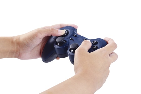 Play game with a joystickの写真素材
