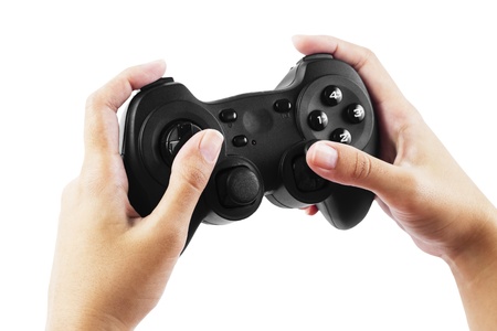 Play game with a joystickの写真素材