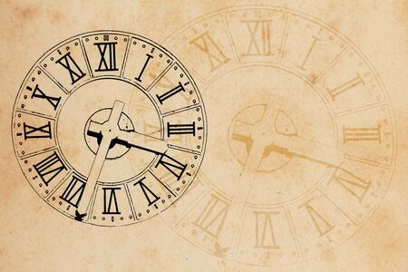 clock in grunge style backgroundの写真素材