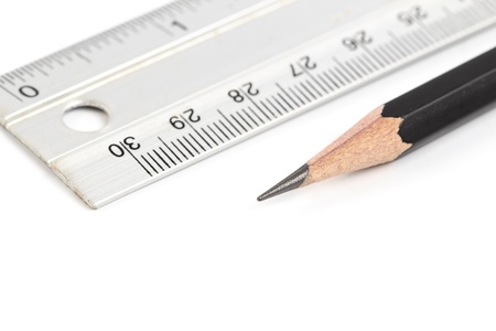 Pencil and ruler.の写真素材