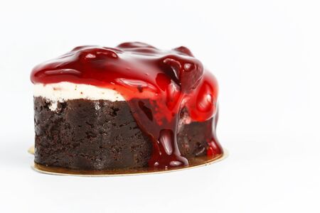 slice of delicious cake over white backgroundの写真素材