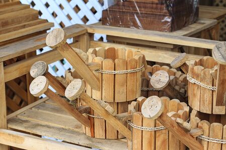 wood watering canの写真素材