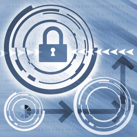 Security concept: Lock on digital screenの写真素材