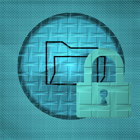Security concept. Folder locked by Metal padlockの写真素材