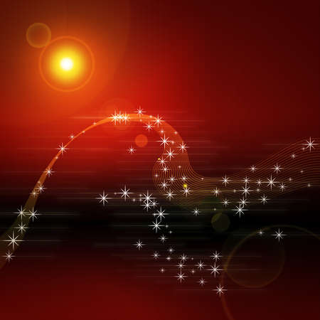 Decorative christmas background with lights and starsの写真素材