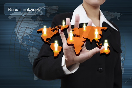 Hand of businessman touching virtual screen the social network concept.の写真素材