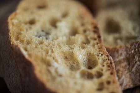 Rustic sliced fresh and crunchy bread A sliced fresh and crispy spicy baguette