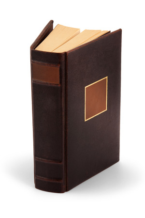 Hardcover book with gold foil, closed blank book with clipping pathの写真素材
