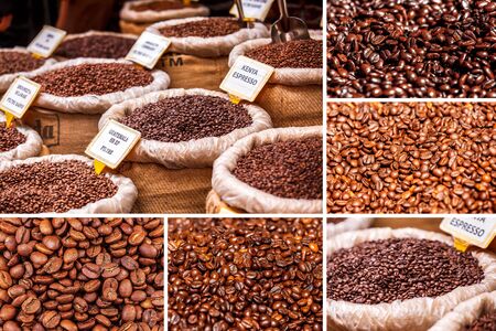 Collage of various coffeの写真素材