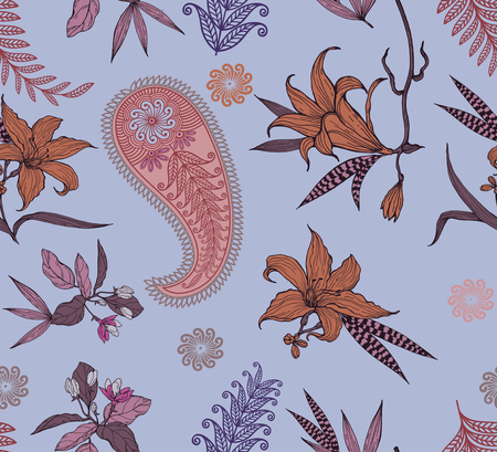 seamless flower with leaves patternの写真素材