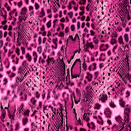 Seamless pattern wild Leopard and snake Skin design abstractの写真素材
