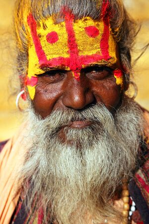 Person covered in paint on Holi festival of colorsone of the biggest festivals in Indiaのeditorial素材