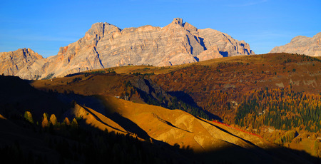Autumn light on the Dolomites, Italy, Europeの写真素材
