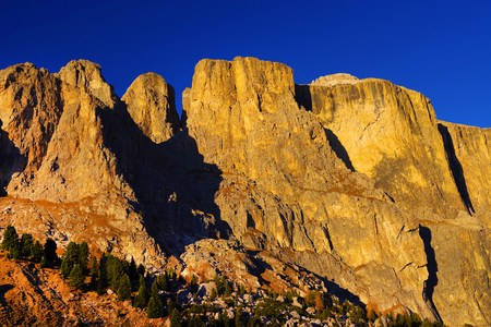 Autumn light on the Dolomites, Italy, Europeの写真素材
