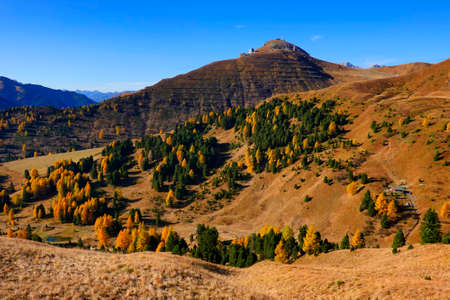 Majestic mountain scenery - Seceda landscape in autumn, Dolomites, Italy, Europeの写真素材