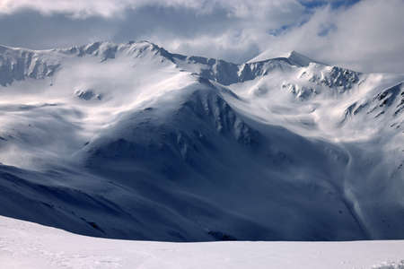 Beautiful winter landscape in the Caucasus mountains. Georgia, region Gudauri.