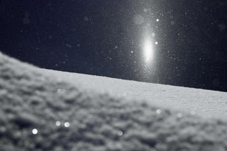 Winter landscape with moon and stars in the night sky. 3d rendering
