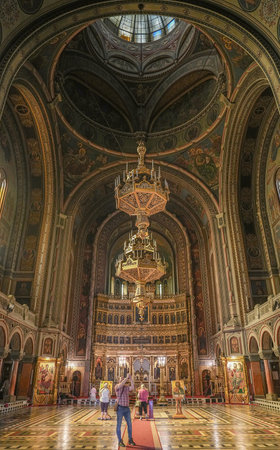 Interior of St. Stephen's Basilica in Budapest, Hungary