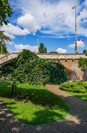 Old bridge over the river in the city of Odessa, Ukraineの写真素材