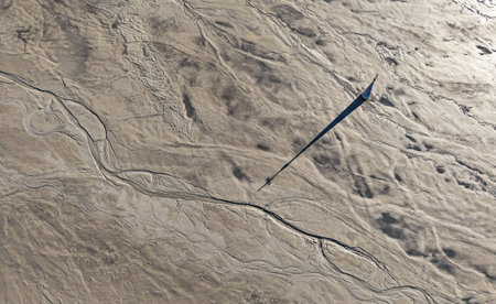 Drone image of the nature pollution and water contamination of the copper mine exploitation in...