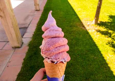 soft serve ice cream on sunny day