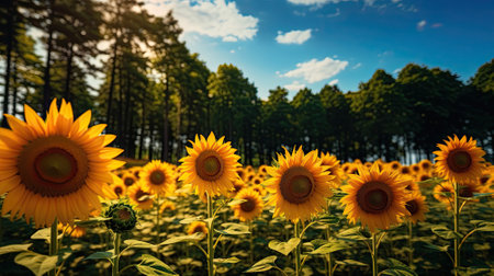Sunflower fields. Sunflower flowers. Landscape of a sunflower farmの素材