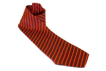 Striped tie on a white backgroundの写真素材