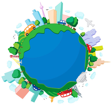 Vector illustration of the small developed planet.のイラスト素材