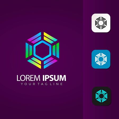 Gradient Hexagonal Spin Logo Design Vector Premium Templateのイラスト素材