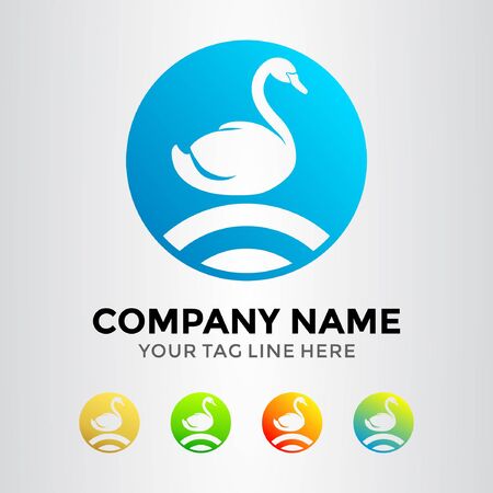 Abstract Negative Space Swan Logo Templateのイラスト素材