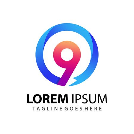 Awesome Abstract Gradient Nine Rotation Circle Company Modern Logo Design Template Premium Vectorのイラスト素材