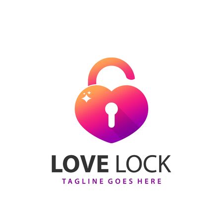Awesome Gradient Love Lock Modern Logo Design Template Vectorのイラスト素材