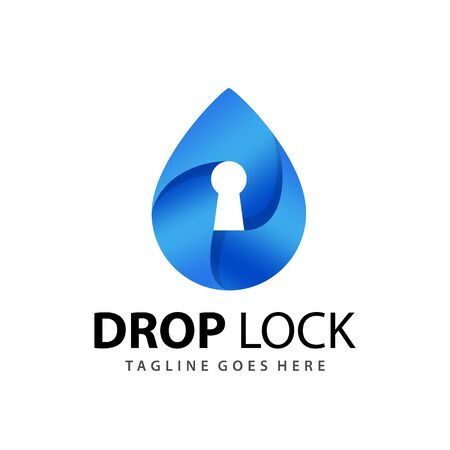 Abstract Gradient Drop Lock Logo Design Template Vectorのイラスト素材